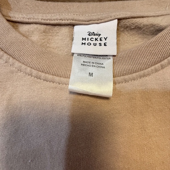 Women's Disney Mickey Mouse Graphic Cropped Oversized Sweatshirt Size M Tan - Picture 3 of 11